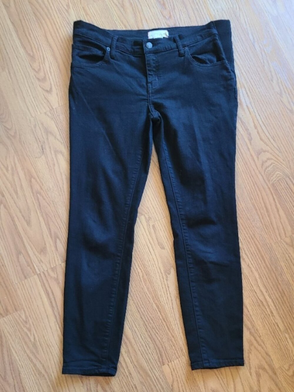 HATCH UNDER THE BUMP SLIM CROP MATERNITY JEANS STRETCH DENIM BLACK sz 30 - Picture 2 of 6